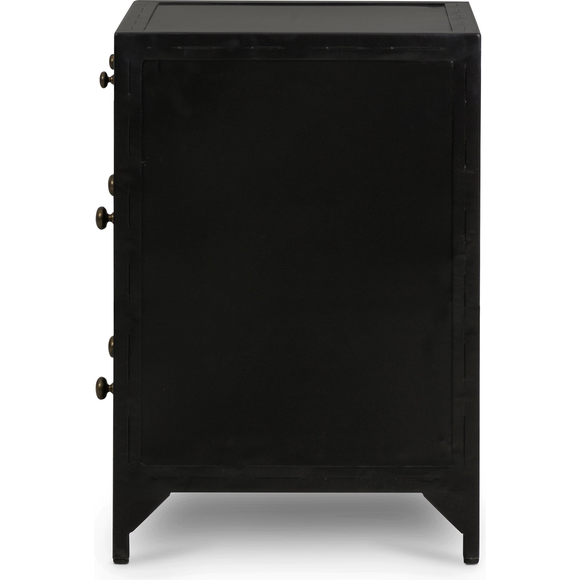 Belmont Storage Nightstand by Four Hands in black. Made from iron in a modern style.