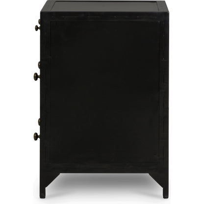 Belmont Storage Nightstand by Four Hands in black. Made from iron in a modern style.