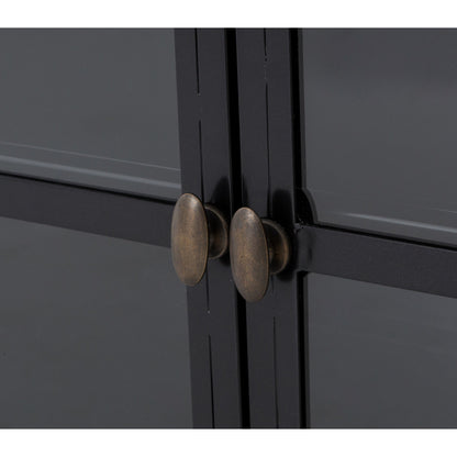Shadow Box Media Console by Four Hands in black. Made from iron in a modern style.