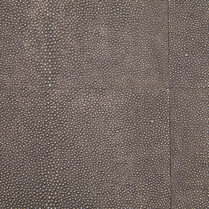 Shagreen Bedside Table by Four Hands in gray and antique brass, gray shagreen. Made from faux shagreen, iron in a modern style.
