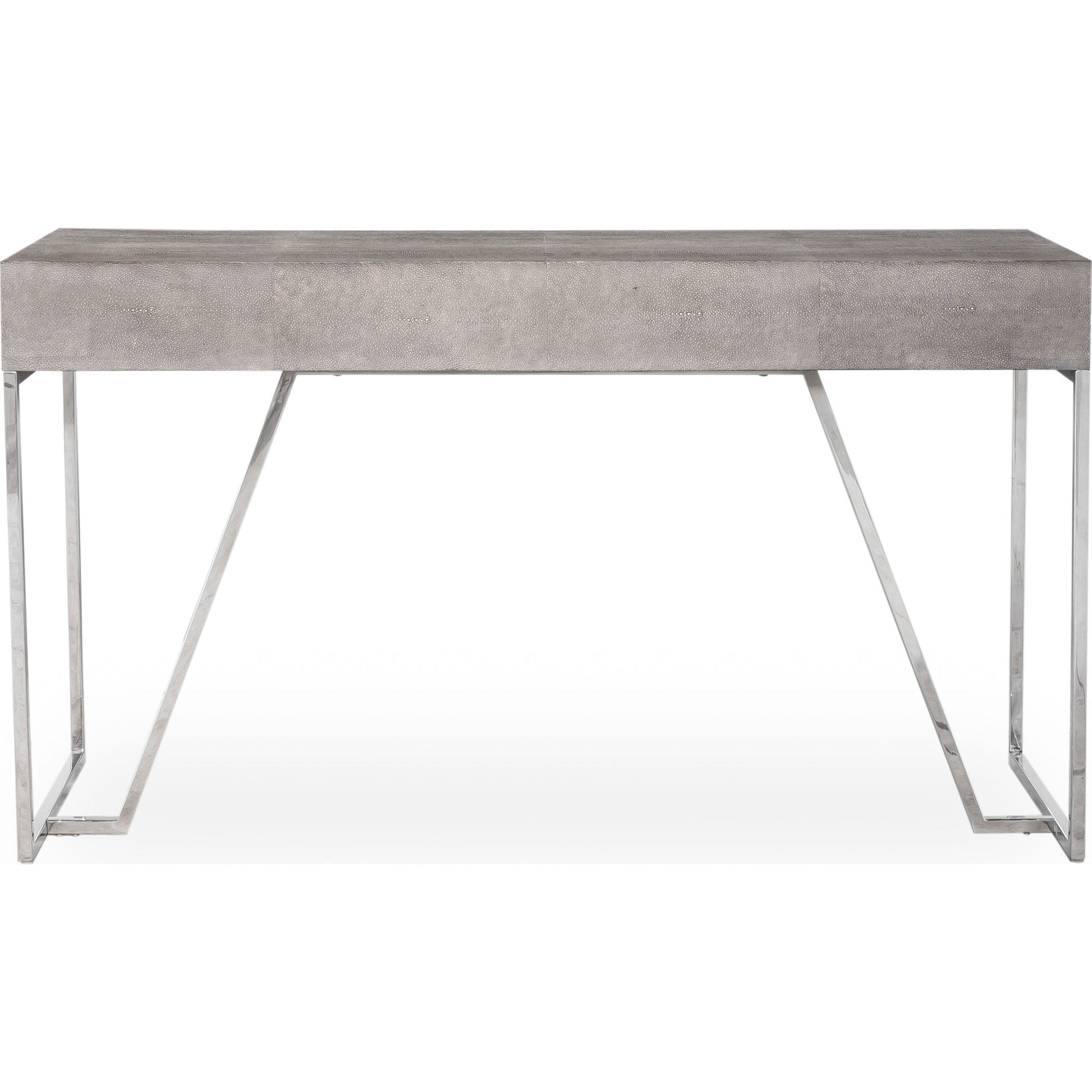Shagreen Desk by Four Hands in grey shagreen, antique brass and antique brass. Made from faux shagreen, iron in a modern style.