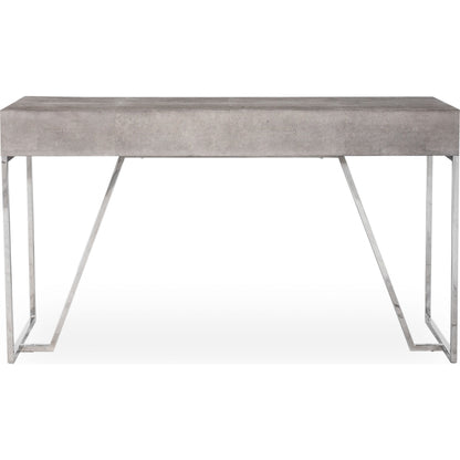 Shagreen Desk by Four Hands in grey shagreen, antique brass and antique brass. Made from faux shagreen, iron in a modern style.