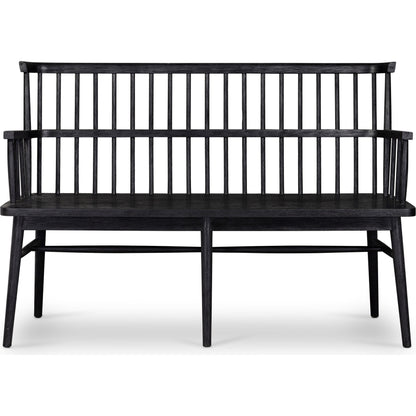 Aspen Bench by Four Hands in matte black. Made from solid beech, beech veneer in a cottage & farmhouse style.