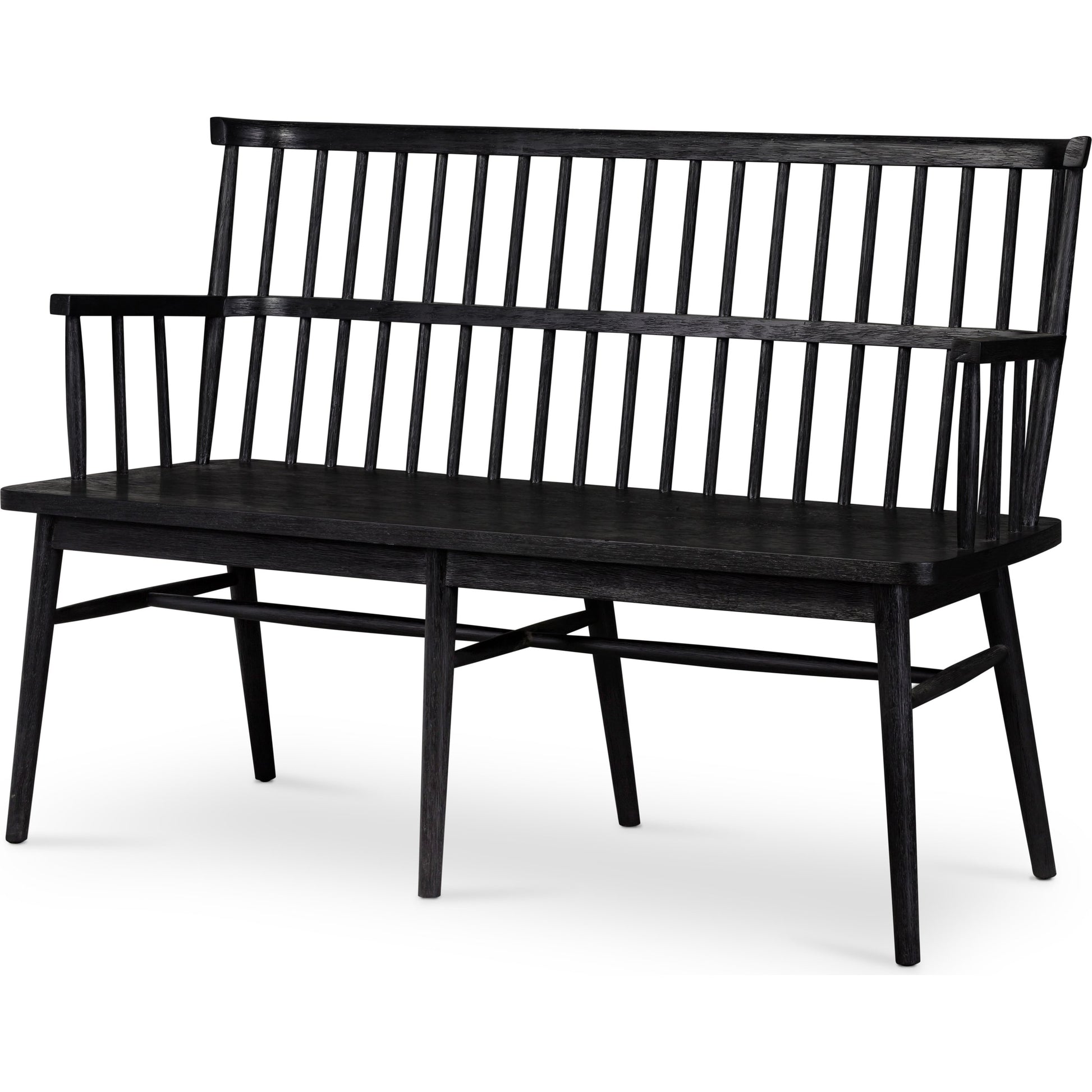 Aspen Bench by Four Hands in matte black. Made from solid beech, beech veneer in a cottage & farmhouse style.