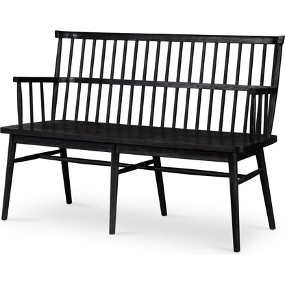 Aspen Bench by Four Hands in matte black. Made from solid beech, beech veneer in a cottage & farmhouse style.