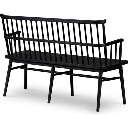 Aspen Bench by Four Hands in matte black. Made from solid beech, beech veneer in a cottage & farmhouse style.