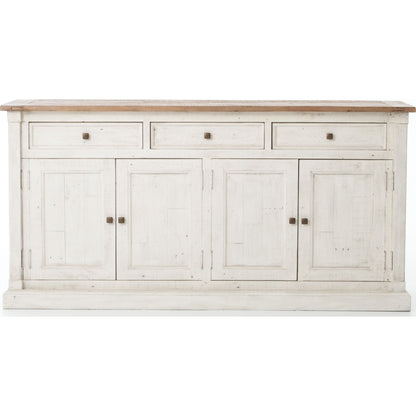 Cintra Sideboard by Four Hands in limestone white, driftwood natural. Made from solid mixed reclaimed wood in a cottage & farmhouse style.
