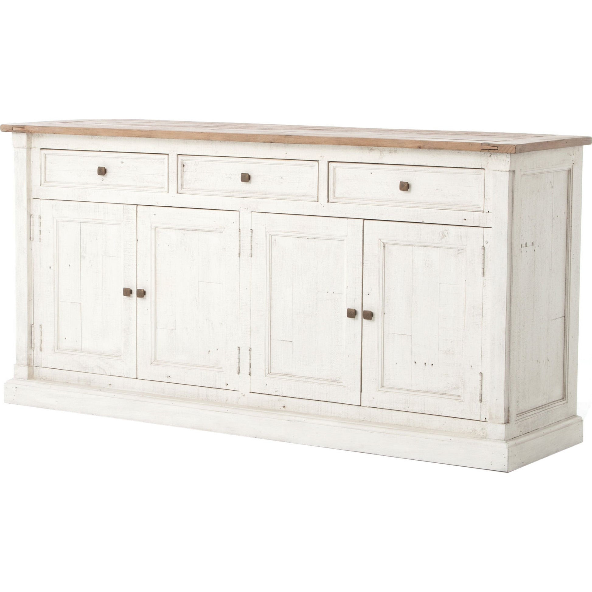 Cintra Sideboard by Four Hands in limestone white, driftwood natural. Made from solid mixed reclaimed wood in a cottage & farmhouse style.