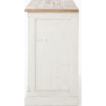 Cintra Sideboard by Four Hands in limestone white, driftwood natural. Made from solid mixed reclaimed wood in a cottage & farmhouse style.