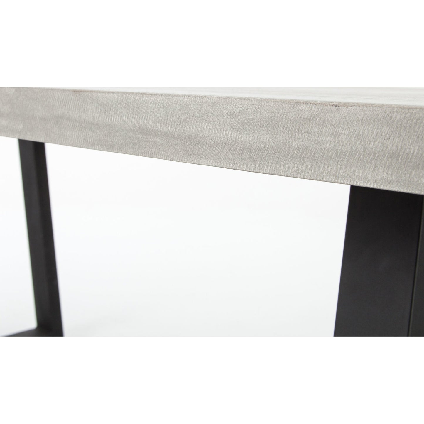 006 S-258305 | Closeup | Cyrus Outdoor Dining Table by Four Hands in black, light gray. Made from lavastone composite, iron in a modern style.