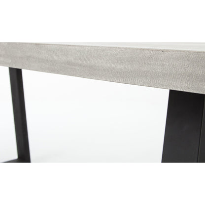 Cyrus Outdoor Dining Table by Four Hands in black, light gray. Made from lavastone composite, iron in a modern style.
