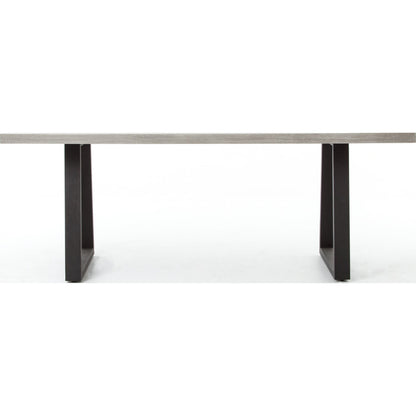 Cyrus Outdoor Dining Table by Four Hands in black, light gray. Made from lavastone composite, iron in a modern style.
