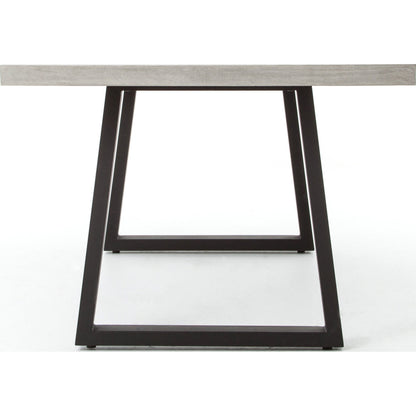 Cyrus Outdoor Dining Table by Four Hands in black, light gray. Made from lavastone composite, iron in a modern style.