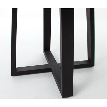 Cyrus Round Table by Four Hands in gray and black, light gray. Made from lavastone composite, iron in a modern style.