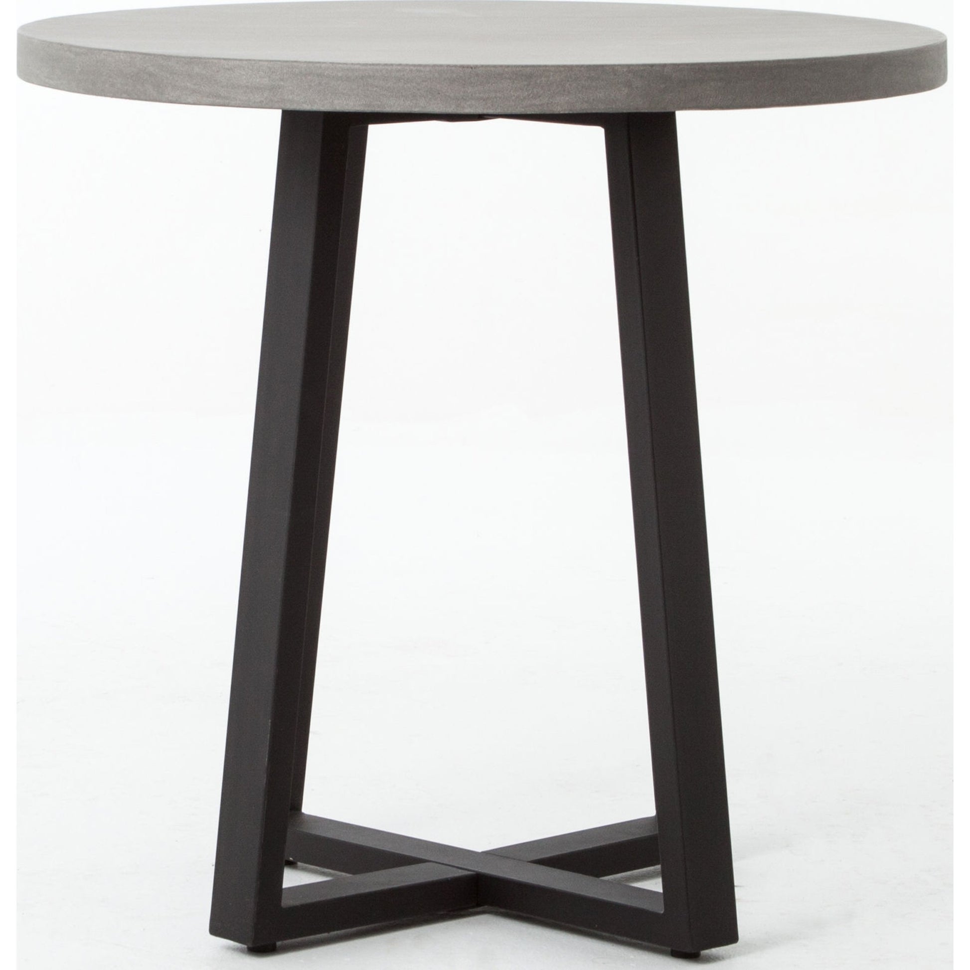 Cyrus Round Table by Four Hands in gray and black, light gray. Made from lavastone composite, iron in a modern style.