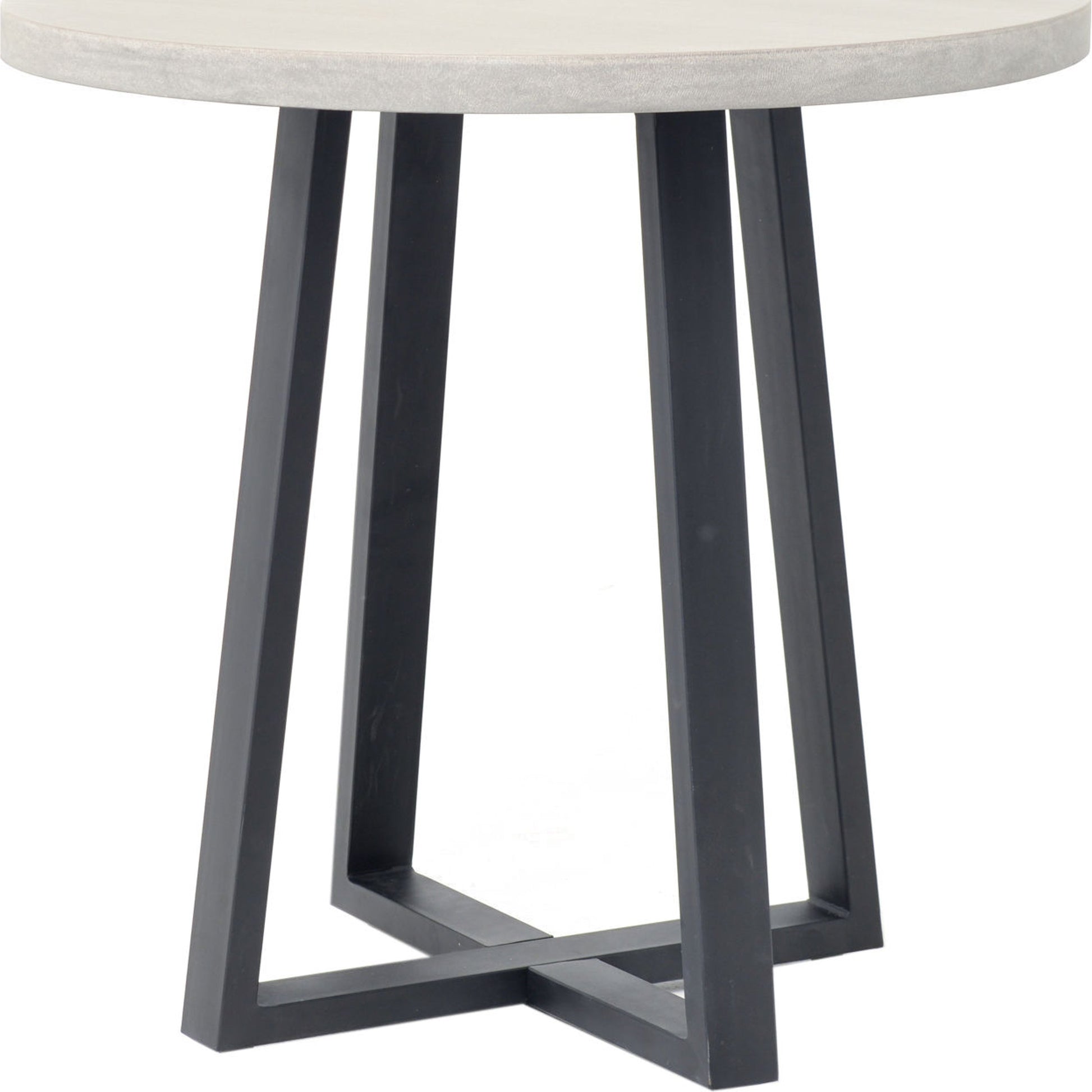 Cyrus Round Table by Four Hands in gray and black, light gray. Made from lavastone composite, iron in a modern style.