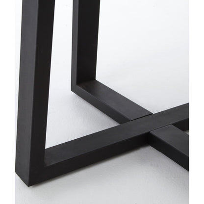 Cyrus Outdoor Round Dining Table by Four Hands. Made from lavastone composite, iron in a modern style.