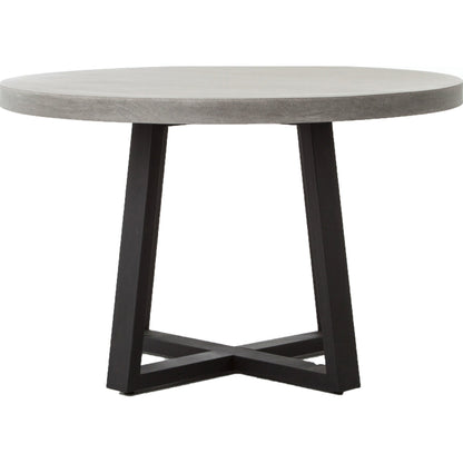 Cyrus Outdoor Round Dining Table by Four Hands. Made from lavastone composite, iron in a modern style.