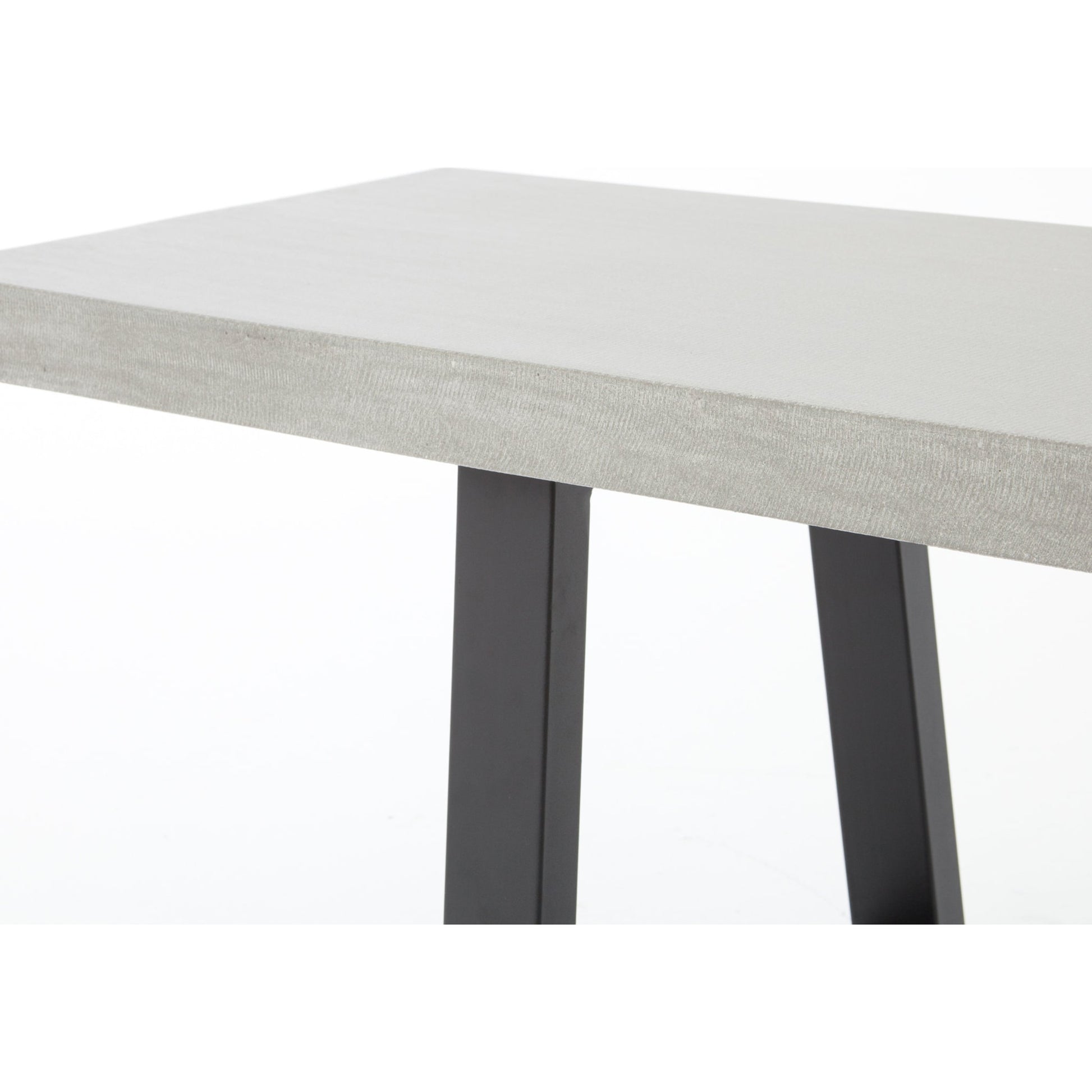 Cyrus Dining Bench by Four Hands in black and grey. Made from lavastone composite, iron in a modern style.