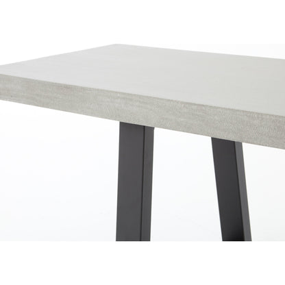 Cyrus Dining Bench by Four Hands in black and grey. Made from lavastone composite, iron in a modern style.