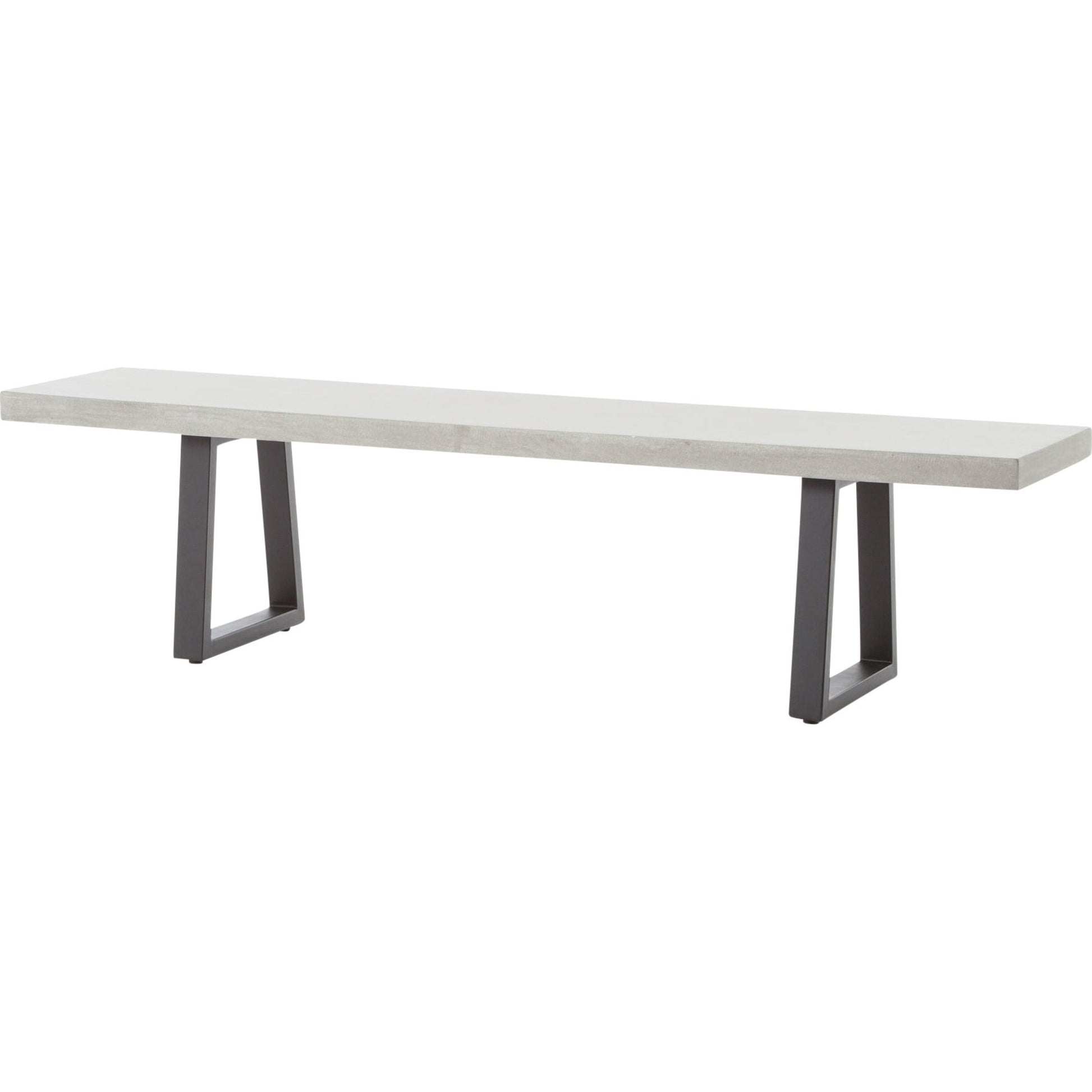 Cyrus Dining Bench by Four Hands in black and grey. Made from lavastone composite, iron in a modern style.