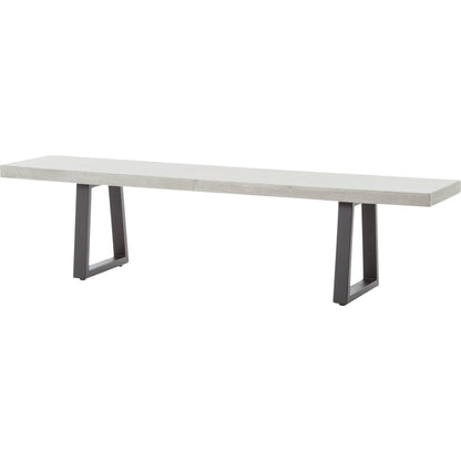 Cyrus Dining Bench by Four Hands in black and grey. Made from lavastone composite, iron in a modern style.