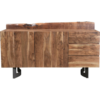 Bent Sideboard Smoked by Moe's Home Collection in brown. Made from solid acacia wood, iron in a modern style.