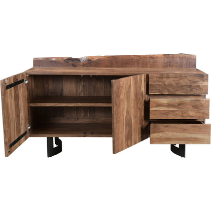 Bent Sideboard Smoked by Moe's Home Collection in brown. Made from solid acacia wood, iron in a modern style.