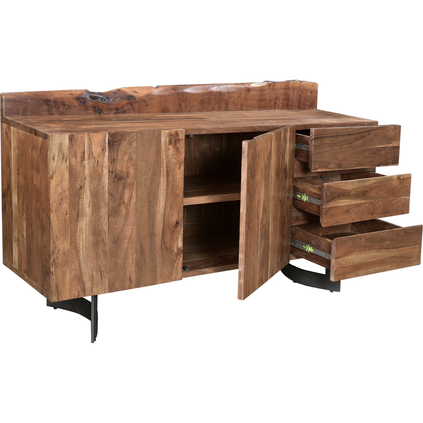 002 S-302934 | Additional Silo | Bent Sideboard Smoked by Moe's Home Collection in brown. Made from solid acacia wood, iron in a modern style.