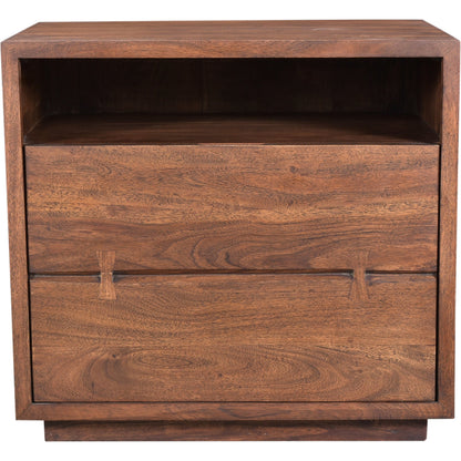 Madagascar Nightstand by Moe's Home Collection in brown. Made from solid acacia wood in a modern style.