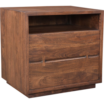 Madagascar Nightstand by Moe's Home Collection in brown. Made from solid acacia wood in a modern style.