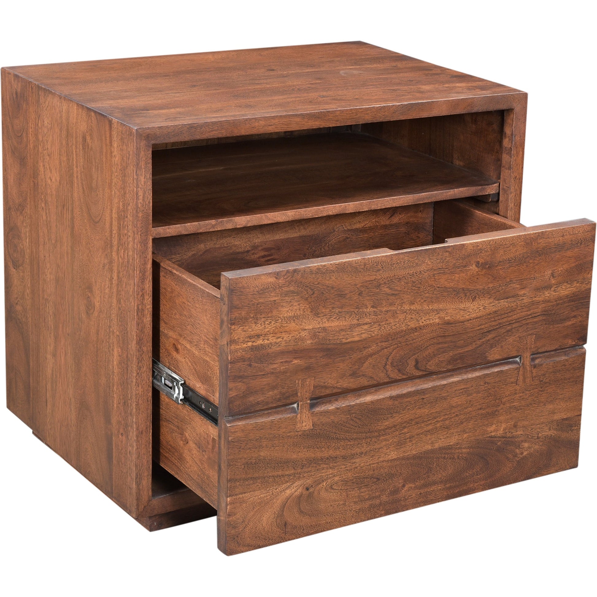 Madagascar Nightstand by Moe's Home Collection in brown. Made from solid acacia wood in a modern style.