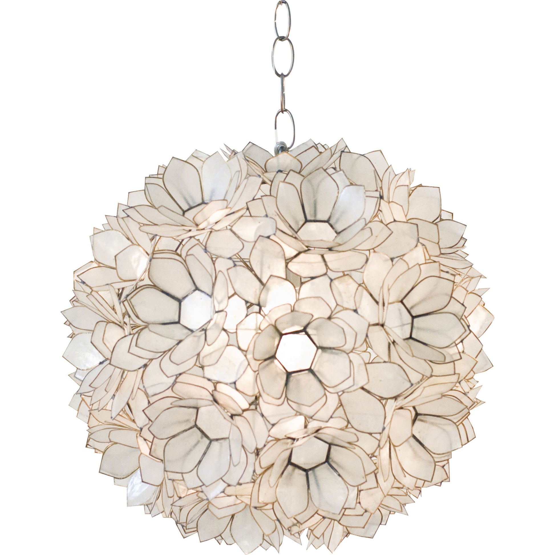 Venus Lotus Capiz Pendant by Worlds Away in off white and off white. Made from capiz shell, metal in a eclectic & global style.