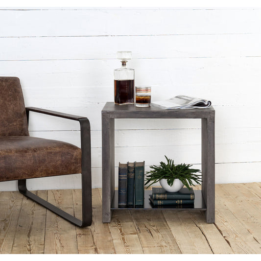 Hugo End Table by Four Hands. Made from concrete, iron in a modern style.