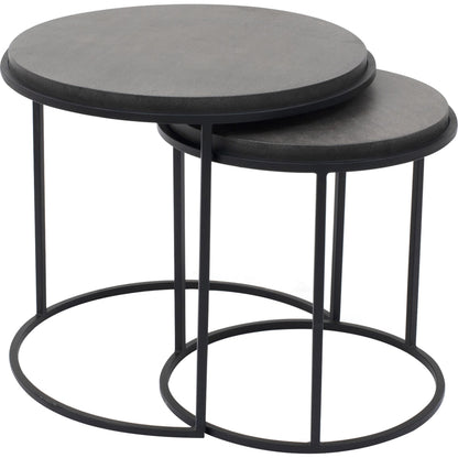 Roost Nesting Tables (Set of 2) by Moe's Home Collection in black. Made from lavastone top, iron base in a modern style.