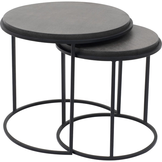 Roost Nesting Tables by Moe's Home Collection in black. Made from lavastone top, iron base in a modern style.