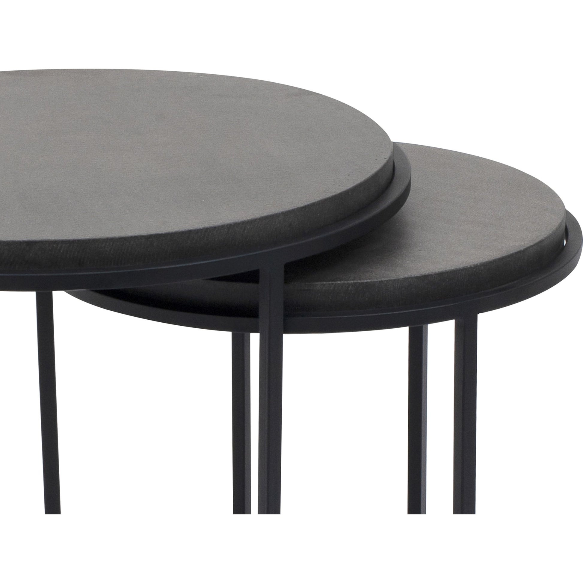 Roost Nesting Tables (Set of 2) by Moe's Home Collection in black. Made from lavastone top, iron base in a modern style.