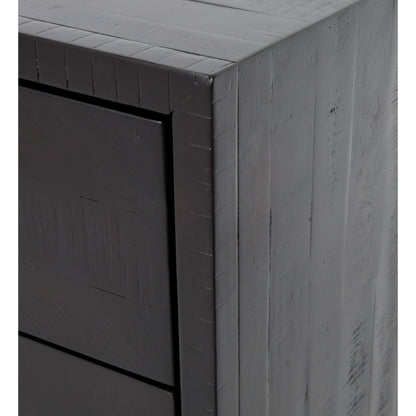 Suki Tall Boy by Four Hands in burnished black. Made from resawn mixed wood, mixed wood solid in a modern style.
