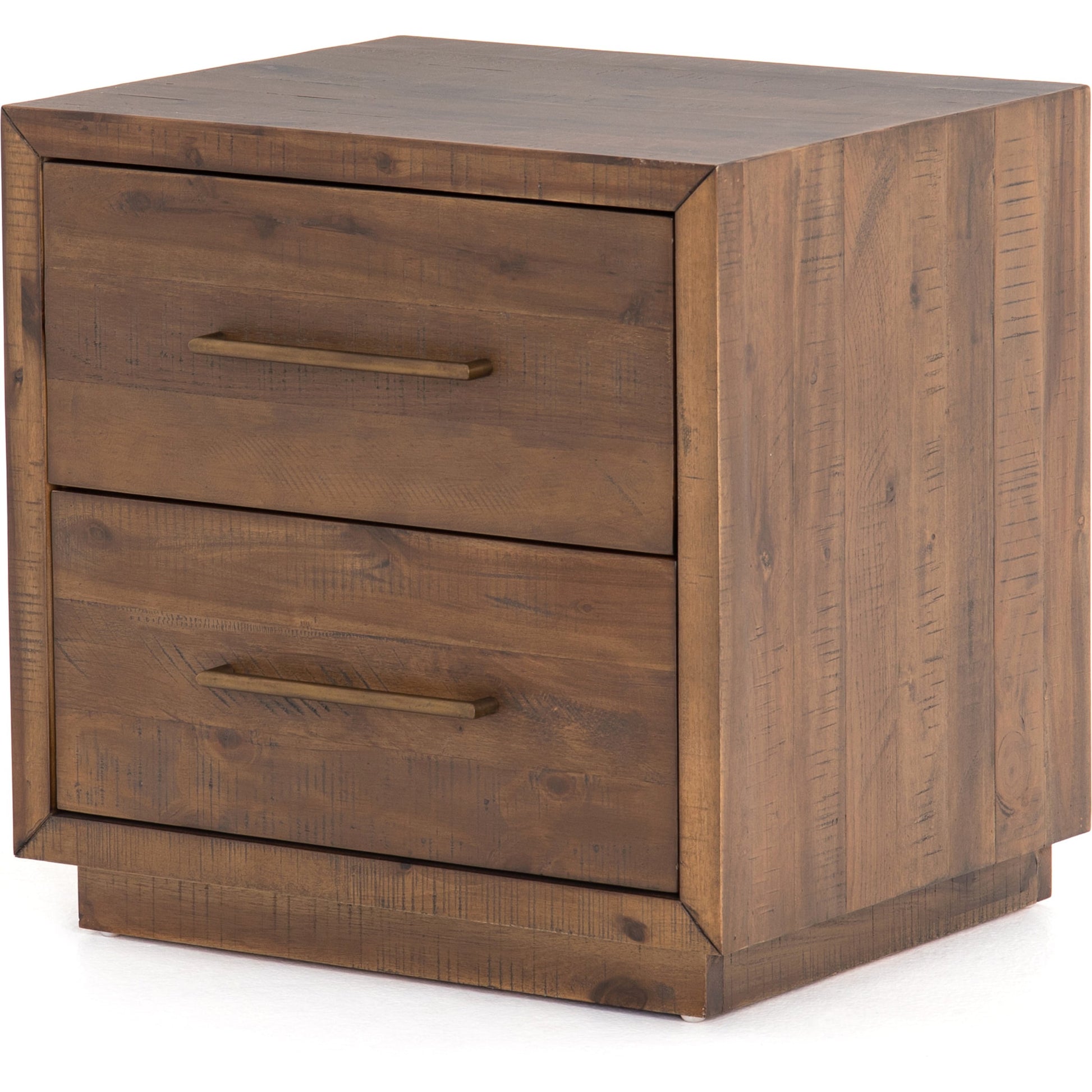 Suki Nightstand by Four Hands in burnished black, brass (alexa hardware) and burnished black. Made from resawn mixed wood in a modern style.