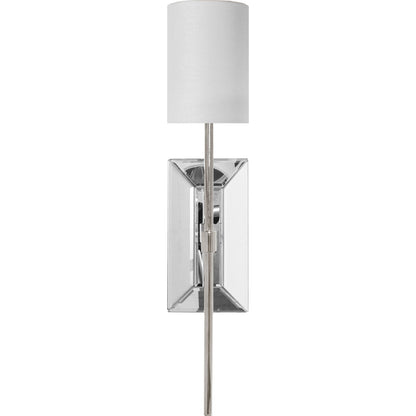 Virginia Sconce by Worlds Away in nickel. Made from metal, glass, linen in a transitional style.