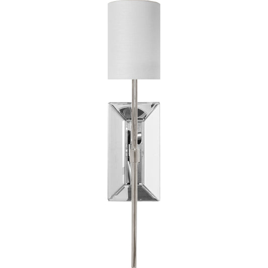 Virginia Sconce by Worlds Away in gold leaf. Made from metal, glass, linen in a transitional style.