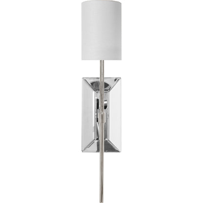 Virginia Sconce by Worlds Away in nickel. Made from metal, glass, linen in a transitional style.