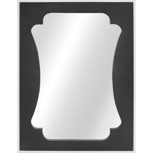 Vista Mirror by Worlds Away in gray. Made from hardwood solids, mdf, vinyl, glass in a modern style.