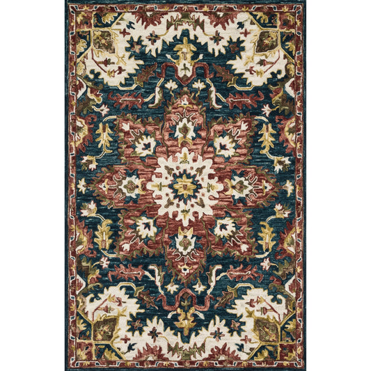 Victoria VK-13 Rug by Loloi in teal, raspberry. Made from 100% wool in a transitional style.