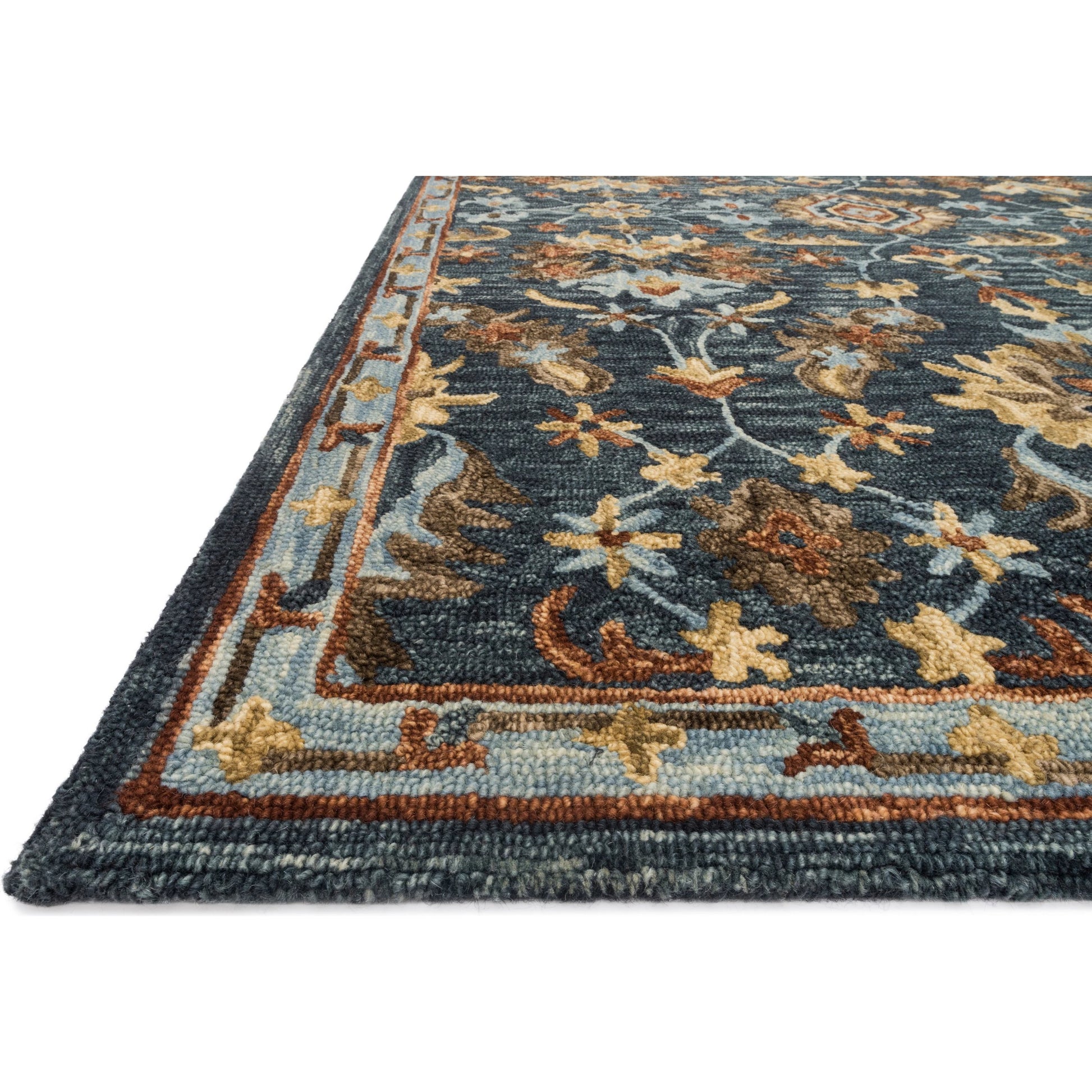 Victoria VK-14 Rug by Loloi in denim, multi. Made from 100% wool in a traditional style.