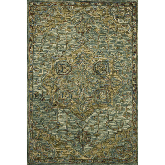 Victoria VK-20 Rug by Loloi in dark green, tobacco. Made from 100% wool in a modern style.