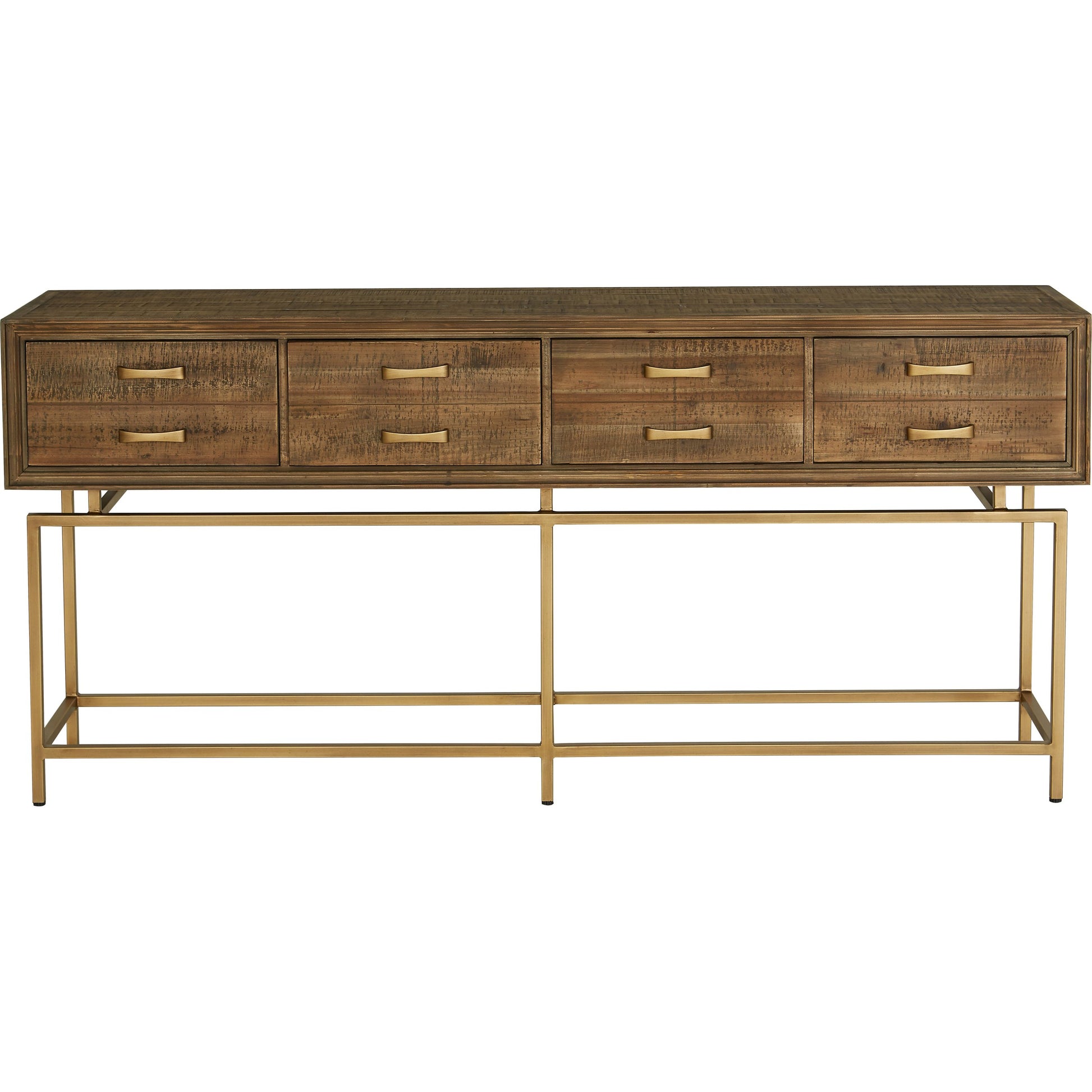 Aristocrat Console Table by Moe's Home Collection in natural and honey brown. Made from reclaimed fir wood, metal in a modern style.