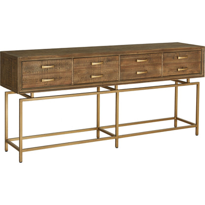 Aristocrat Console Table by Moe's Home Collection in natural and honey brown. Made from reclaimed fir wood, metal in a modern style.