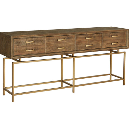 Aristocrat Console Table by Moe's Home Collection in natural and honey brown. Made from reclaimed fir wood, metal in a modern style.
