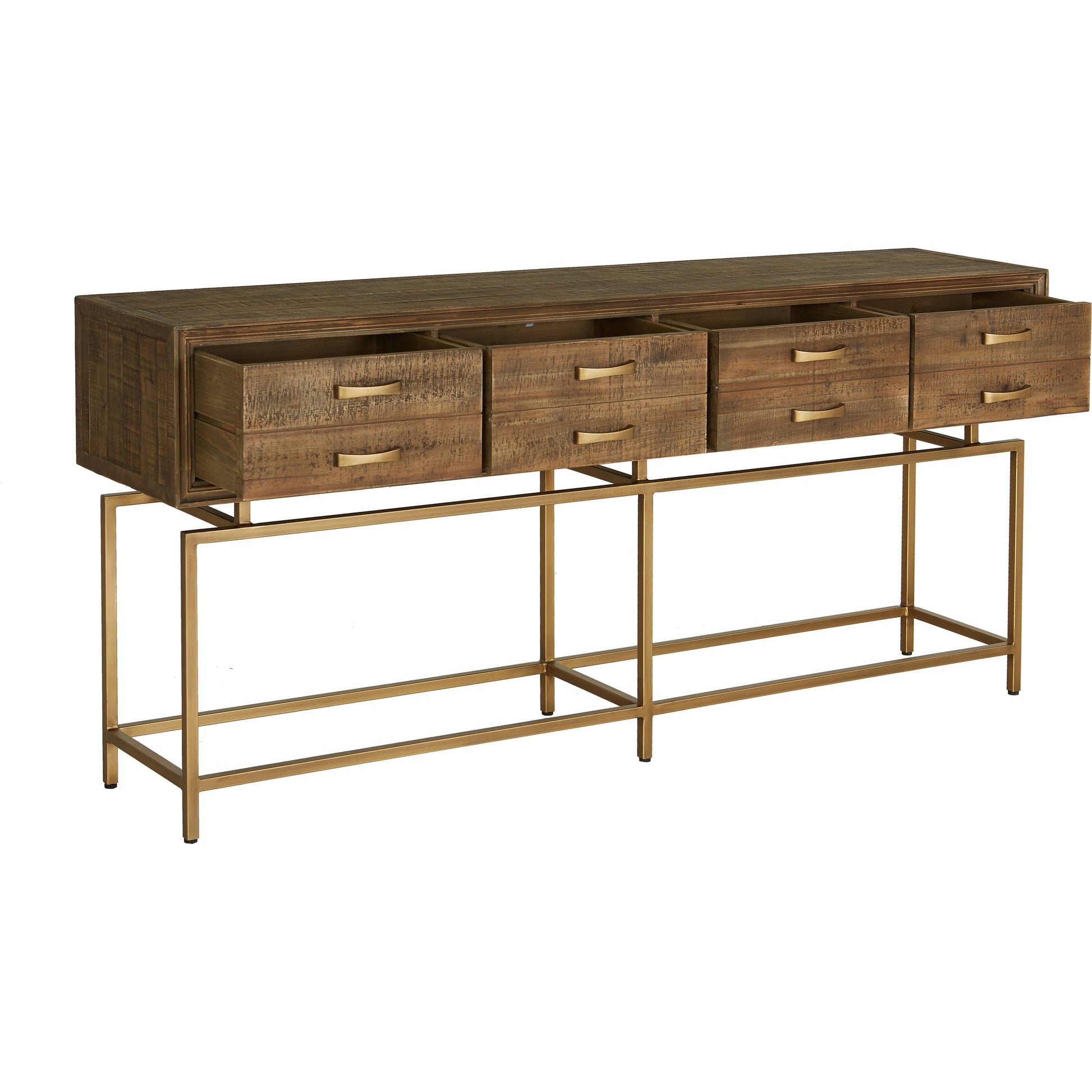 Aristocrat Console Table by Moe's Home Collection in natural and honey brown. Made from reclaimed fir wood, metal in a modern style.